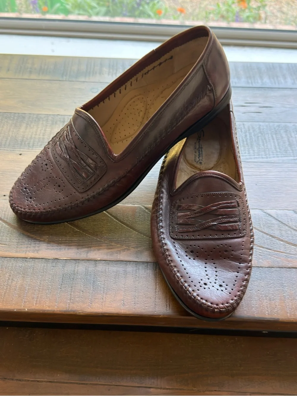 Santoni Men's Dark Brown Leather Moccasin Slip-Ons 8